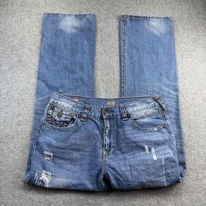 True Religion Ricky Relaxed Straight Jeans Men's 36 Made in‎ USA Distressed VTG